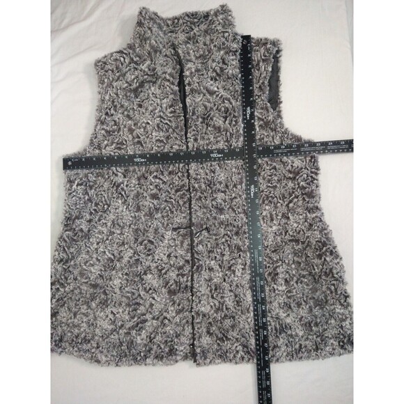 Womens Reversible Faux Fur/Puffer Vest Full Zip Gray Quilted Sz XL Sherpa - Picture 5 of 16